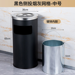 Stainless Steel Lobby Hotel Commercial Trash Bin with Ashtray Square Vertical Public Smoking Area Smoke Tube