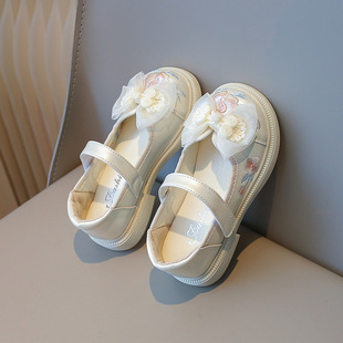 Girls' Antique Embroidered Shoes 2024 Spring and Autumn New Children's New Chinese Leather Shoes Hanfu Shoes Chinese Style Soft Sole Shoes