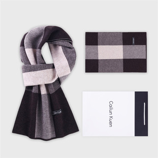 2024 New 100 Pure Wool Scarf Men's Winter Thickened Warm Korean Style All-match High-grade Knitted Scarf Gift