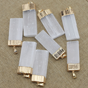 The New Hot-selling Aliexpress Amazon Hot-selling Gold Silver Natural Stone Gypsum Germanium Edge Pendant
