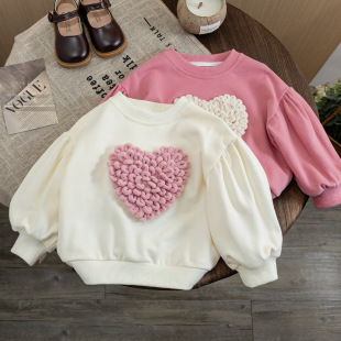 Girls' 2023 Autumn Sweater new Korean style three-dimensional love Western style loose fashionable spring and autumn pullover long sleeve top