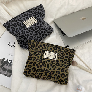 411262 Fashion Leopard Print Western Style Cosmetic Bag Portable Canvas Mobile Phone Bag Clutch Bag Shopping Sundries Storage Bag