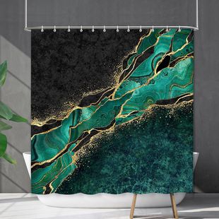Amazon Shower Curtain Waterproof Mildew-proof Marble Pattern Bathroom Bathroom Curtain Shower Curtain Partition Curtain Punch-free