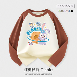 Wholesale girls raglan sleeve long sleeve T-shirt cotton spring and autumn children's cartoon anime base shirt star Dailu top