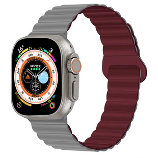 Цепочка контрастного цвета подходит для Apple Samsung Apple watch1-8 официального силиконового магнитного ремешка второго поколения с петлей