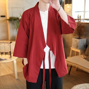Hanfu Мужское старинное пальто Будда Мужское платье Дзэн Юношеское платье Китайский стиль с семью рукавами