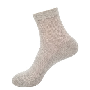 Thin Socks Men's Middle Tube Solid Color Cotton Socks Spring and Summer Thin Mesh Breathable Sweat Absorbing Short Socks Plus Size Black Stockings