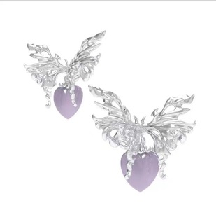 New Galaxy Butterfly Heart Earrings Simple Ear Studs Small Style Punk Sweet Cool Girl Cold Style Love Earrings