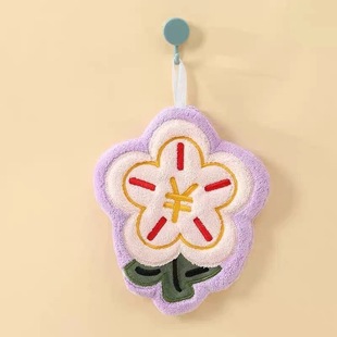 Rich flowers can be hung cute towel kitchen bathroom bathroom absorbent cloth thick coral fleece handkerchief