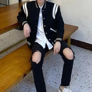 Lapel Trendy Men's Long-sleeved All-match Daily Loose Simple Jacket Trendy New Youth Popular Harajuku Spring and Autumn