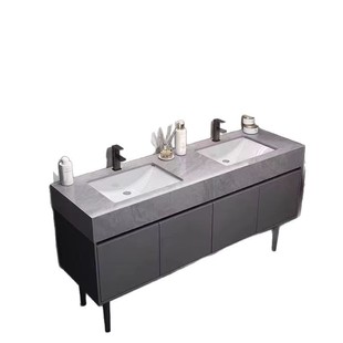 Modern Simple Double-basin Bathroom Cabinet Combination Marble Floor-type Washbasin Cabinet
