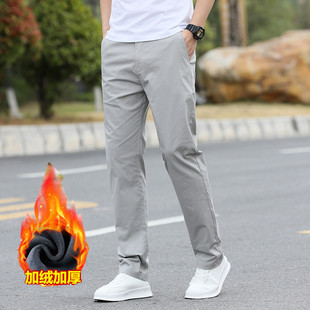 Fashion Brand 2024 Autumn New Men's Solid Color fleece-lined Thickened Casual Pants Fashionable Loose Long Pants Cotton Pants
