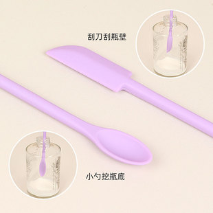 Popular Mini Silicone Small Tip Scraper Long Handle Silicone Cosmetic Cream Scooping Spatula Three-Piece Set Mixing Spoon
