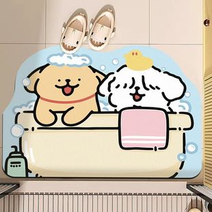 Diatom Mud Mat Line Puppy Household Bathroom Water Absorbent Quick-drying Door Mat Toilet Dirt-resistant Easy-to-take-care Foot Mat