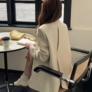 [7146 people's collection] flip collar small suit coat women's spring and autumn minority design Korean version of the rear split Joker