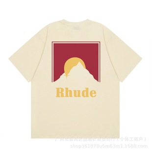 Cross-border source Los Angeles niche fashion clothing rhude star with loose fashion bottoming short sleeve T-shirt