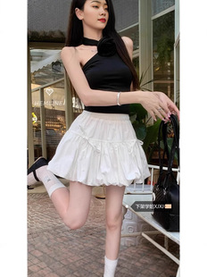 Niche Design Sense Bow Flower Bud Skirt Women's Spring and Summer 2025 New High Waist Slimming A- line Puffy Skirt