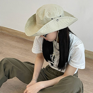 Net Celebrity Fisherman Hat Women's Summer Thin Breathable Outdoor Mountaineering Hat Western Cowboy Hat Sunscreen Sun Hat