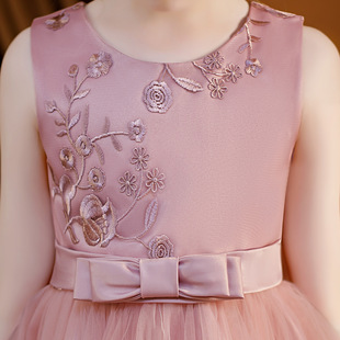 New Princess Dress Super Fairy Dress Birthday Dress Children's High-end Long-sleeved dress Host Performance Clothing Autumn and Winter fleece-lined