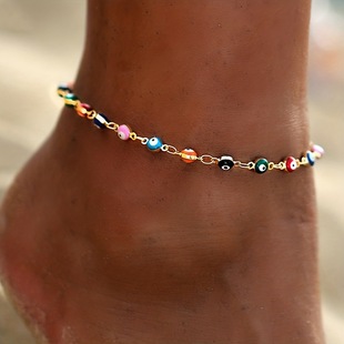 European and American cross-border jewelry bohemian retro color Devil's Eye anklet Beach jewelry anklet wholesale for women