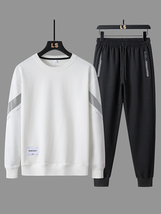 2023 autumn spring men's casual sports sweater suit young and middle-aged sports loose fashion round neck sweater suit