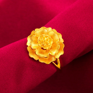 Emulated gold three-layer flower index finger ring bridal wedding gold jewelry wholesale Vietnam sand Gold opening ring for ladies
