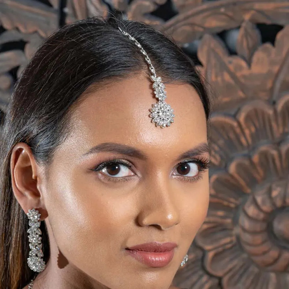 European and American Explosions Ethnic Style Flower Forehead Chain Retro Zircon Eyebrow Drop Hair Chain Bridal Hair Accessories hair chain