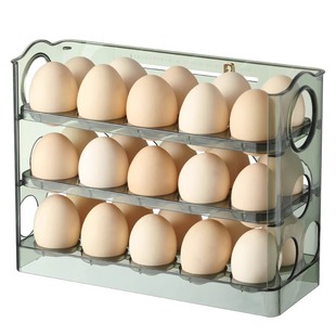 Automatic Reversible Egg Storage Box Kitchen Refrigerator Side Door Special Organizer Food-Grade Egg Tray Storage Rack