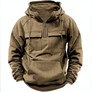 2024 New Cross-border Spring and Autumn Men's Sweater Hoodie Zipper Multi-pocket Pullover Sports Casual Sweater