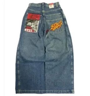 Новые JNCO хип-хоп вышивка свободные прямые джинсы мужская мода повседневные дикие джинсы