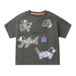 Boys' antibacterial cotton short-sleeved T-shirt summer 2025 new children's clothing children's baby half-sleeved summer thin clothes