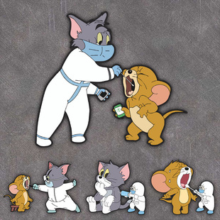 Cats and mice make nucleic acid car stickers electric car front face personality creative cute cartoon vaccinated car stickers
