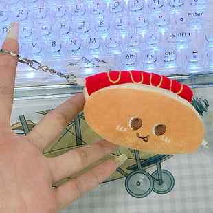 Cute Simulation Hamburger Fries Small Food Plush Doll Doll Doll Bag Pendant Keychain Catch Doll Machine in stock