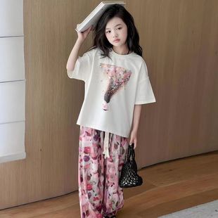 Girls' Short-sleeved Sports suit Summer 2025 New Style Children's Fashionable Western Style Girls' Summer Two-piece Set