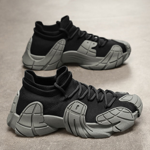 2024 autumn socks shoes fly woven breathable mesh shoes popular fashion new trend sports daddy shoes casual men