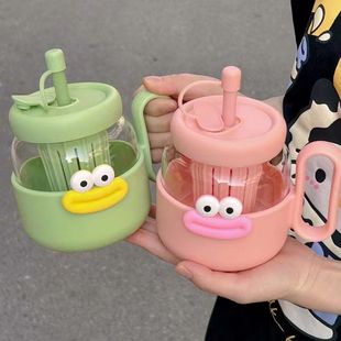 Высокий цвет большой живот чашка офисный чай дамы чай чашка чашка воды мультяшный детский двойной напиток соломинки большой рот чашка воды