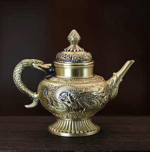 Чистый латунный чайник Long Feng горшок антикварный матовый горшок