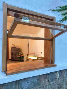 Chinoiserie Antique Door and Window Japanese Style Wooden Window Indoor Creative Small Apartment House Glass Window Wooden Window Cake Shop
