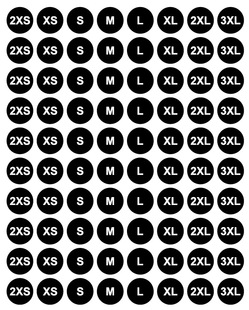 Cross-border clothing round size label size label sticker copper plate sticker wholesale clothing code number label