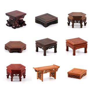 Solid Wood Pot Seat Base Tea Set Rack Teapot Rack Pot Holder Tea Ceremony Ornaments Solid Wood Vase Stone Flower Bonsai Buddha Statues