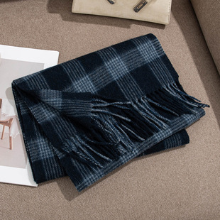New Autumn and Winter Plaid Wool Scarf Women's All-match Tassel Fashion Warm Scarf Comfortable 100 Real Wool Scarf