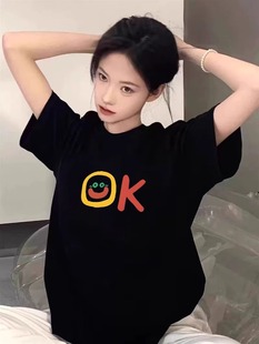 Printed Short-sleeved T-shirt Women's Half-sleeved Summer 2025 New Arrival Loose Pure Cotton Stylisch All-match T-shirt Top Ins