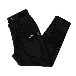 [counter quality] autumn and winter men's flocking fashion jacquard elastic waist trousers business straight light luxury casual pants