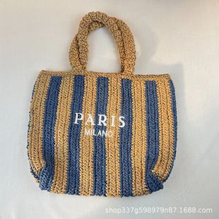 Factory direct new solid color hand woven bag trendy female Mori straw hand woven straw beach bag