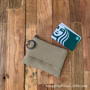 Simple solid color canvas coin purse personalized bank card membership card storage bag portable anti-lost certificate bag