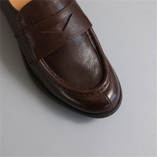 2022 New Handmade Leather Leafy Shoes British Style French Coarse-heeled Leather Shoes Retro Women's Single Shoes