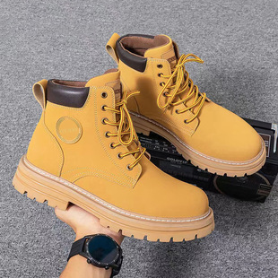 Autumn and winter rhubarb boots New Martin boots men's shoes overwear shoes non-slip wear-resistant thick-soled heightening shoes for men and women lovers shoes