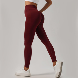 [Zhejiang brocade] European and American quick-drying abdominal tight seamless hip yoga pants women's high waist fitness pants