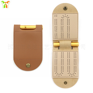 in stock Outdoor Kribie Card Game Scoreboard European and American Popular Leather CRIBBAGE Interactive Game Bag