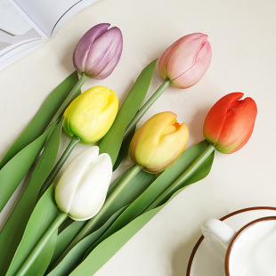 New pu feel big single tulip artificial flower ins home hotel decoration flower arrangement fake flower factory wholesale